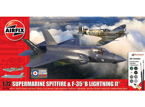Spitfire/F-35B Lightning II Starter Set Airfix 1:72 Byggsats 22 cm Then and Now 