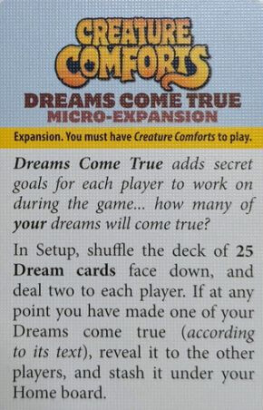 Creature Comforts Dreams Come True Exp Expansion till Creature Comforts