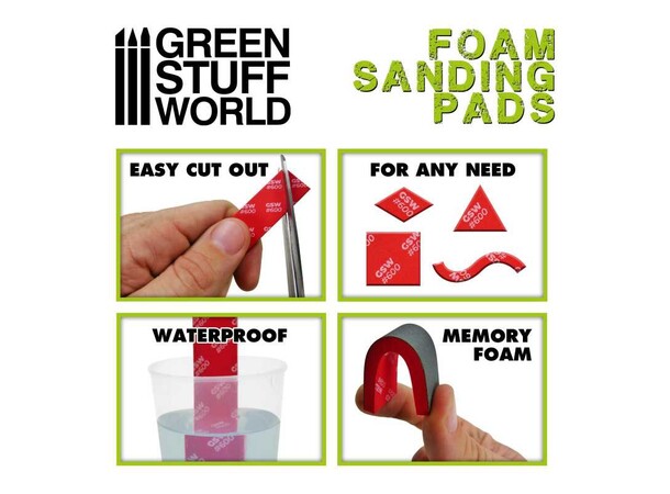 Foam Sanding Pads FINE GRIT x20 Green Stuff World 