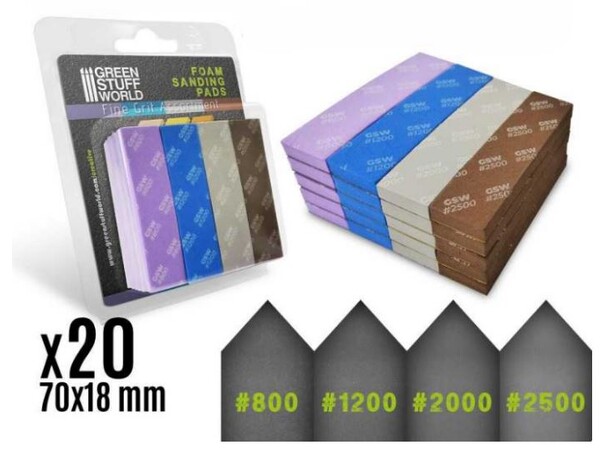 Foam Sanding Pads FINE GRIT x20 Green Stuff World 