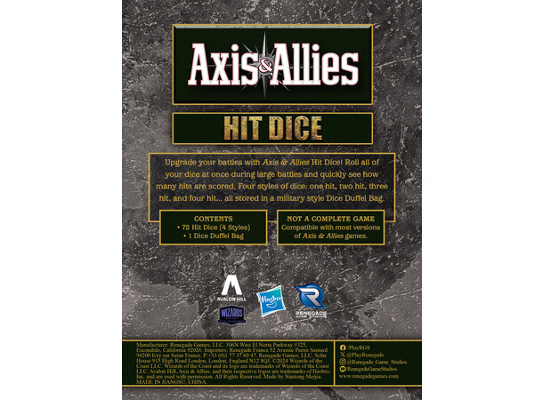 Axis & Allies Hit Dice - 72 stk 