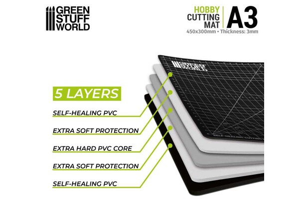 Cutting Mat - A3 45x32cm - Sort Green Stuff World Skärmatta 
