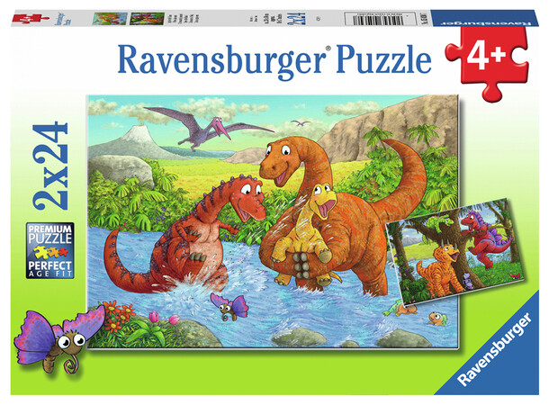 Lekfulla dinosaurier Pussel 2x24 bitar Ravensburger Puzzle 