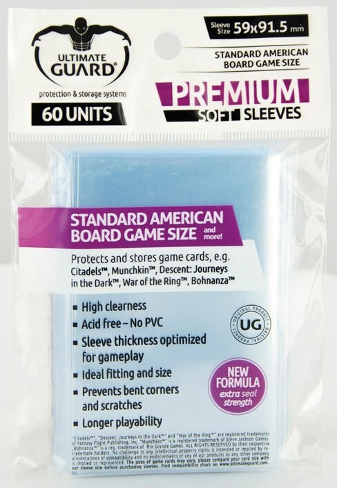 Brädspel Kortskydd 60st 59x91,5mm US Standard - Ultimate Guard