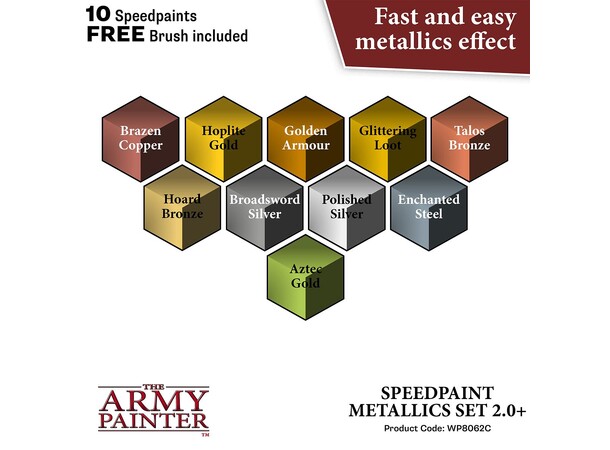 Army Painter Speedpaint Metallic Set 2.0 10 färger + 1 Pensel 
