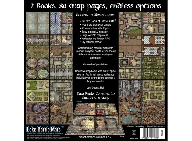 Book of Battlemats CASTLES/CRYPTS/CAVERN Spiralbunden - 2,5 cm rutnät 