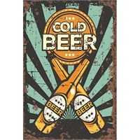 Metall Skilt Cold Beer 40 x 28cm