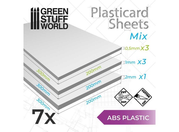 ABS Plasticard Sheets Mix - A4 (7 ark) Green Stuff World 