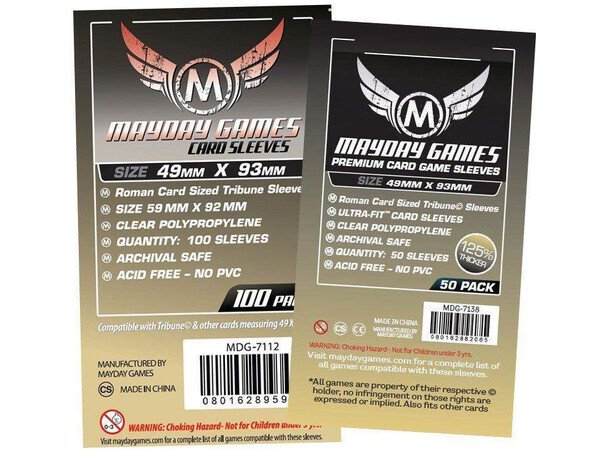 Brettspill Kortskydd 50 st 49x93 Roman Card Sized Tribune Sleeves 