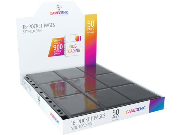 Plastficka 18-Pocket Side Load Svart x50 Gamegenic - Passar Double Sleeve 