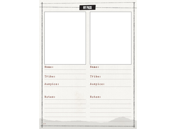 Werewolf Apocalypse RPG Expanded Journal Expanded Character Sheet Journal 
