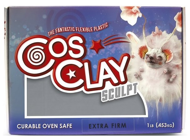 Cosclay Sculpting Clay Grey Extra Firm Hybrid Plastic / Rubber Polymer 0,45kg 