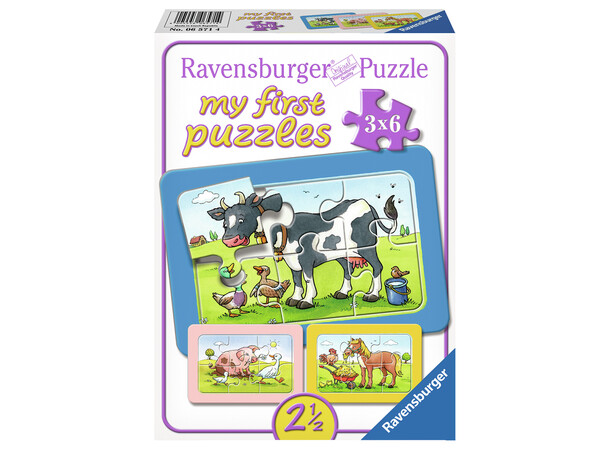 Goda djurvänner Pussel 3x6 bitar Ravensburger My First Puzzles 