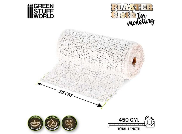 Hobby Plaster Cloth Gipsduk 15x450 cm Klar att använda, behöver bara fuktas 