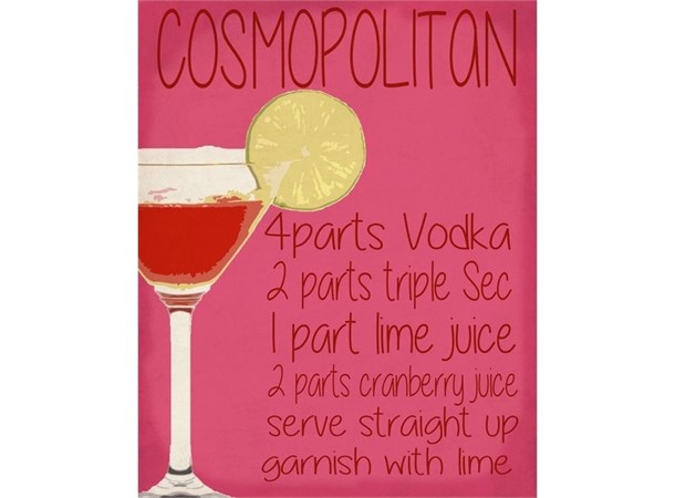 Metall Skilt Cosmopolitan Recipe 20 x 25cm 
