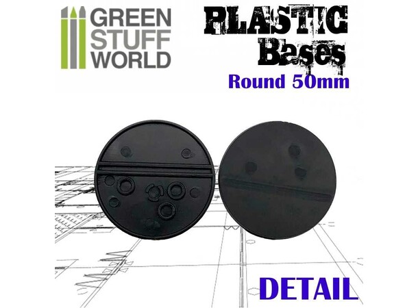 Plastbas Svart Round - 50mm (5 st) Green Stuff World 