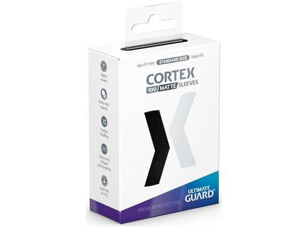Sleeves Cortex Svart MATTE x100 - 66x91 Ultimate Guard Standard Size 