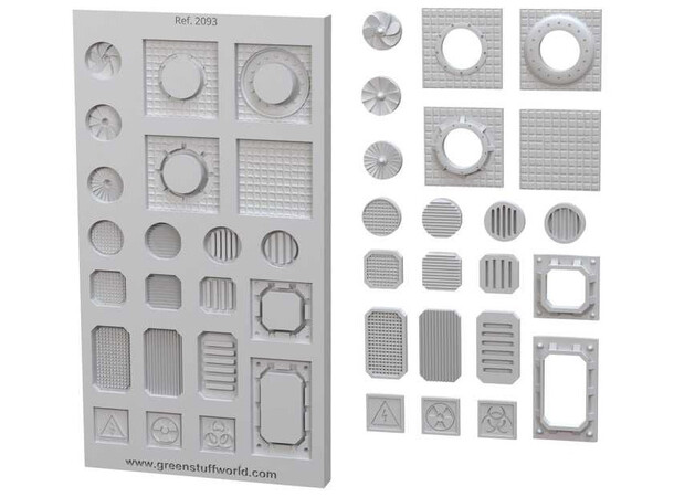 Silicone Molds Industrial Grids & Fans Green Stuff World - Factory Set 