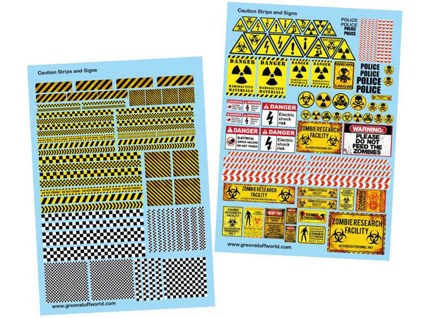 Waterslide Decals - Caution Strips/Signs Green Stuff World 