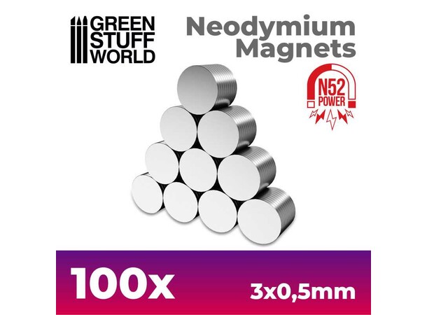 Neodymium Magnet 3x0,5mm - 100 st Green Stuff World 