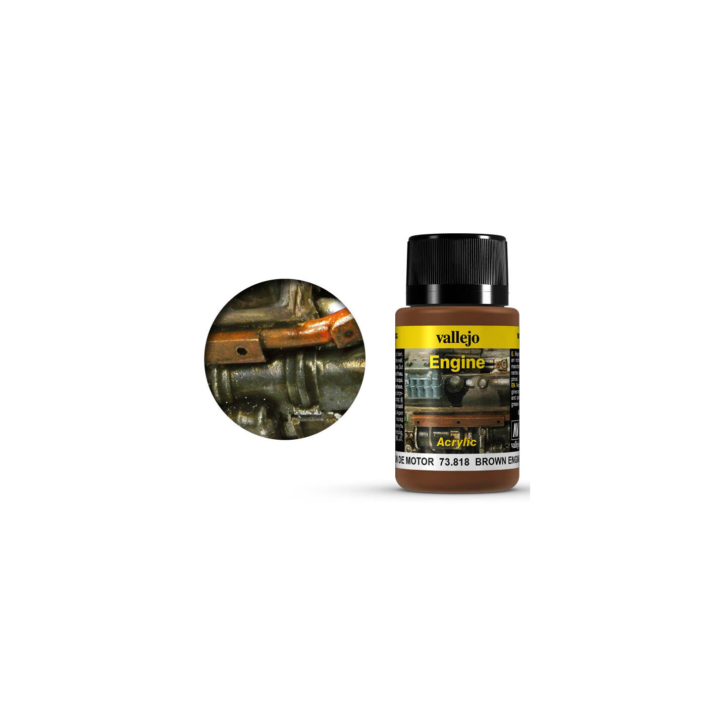 Vallejo Engine Brown Engine Soot - 40ml Weathering Effects - Acrylic