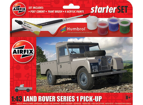 Land Rover Series 1 Pickup Starter Set Airfix 1:43 Byggsats 8 cm 
