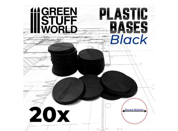 Plastbas Svart Round - 28mm (20 st) Green Stuff World 