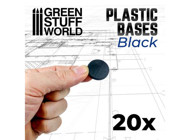 Plastbas Svart Round - 28mm (20 st) Green Stuff World 