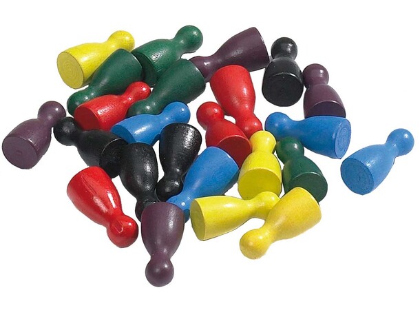 Träspelpjäser 24mm Assorterade 120st 6 färger 