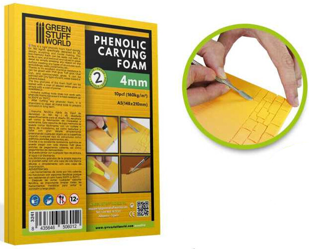 Phenolic Carving Foam 4mm - A5 (2 st) Green Stuff World
