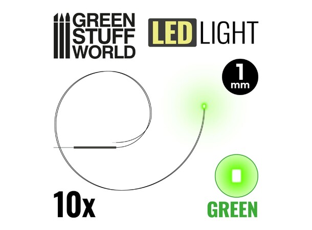 LED Light Green - 1mm (10 st) Green Stuff World 