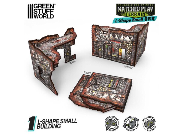 Matched Play Small L-Shaped Ruin Orks Pre-Painted - Green Stuff World 