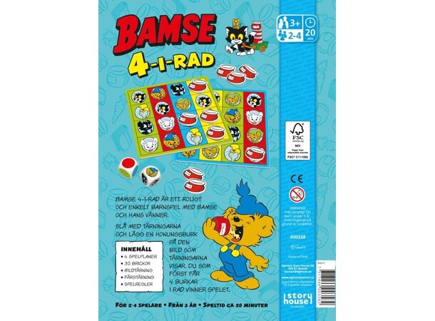 Bamse 4 i rad Brädspel Svensk utgåva 