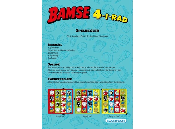 Bamse 4 i rad Brädspel Svensk utgåva 