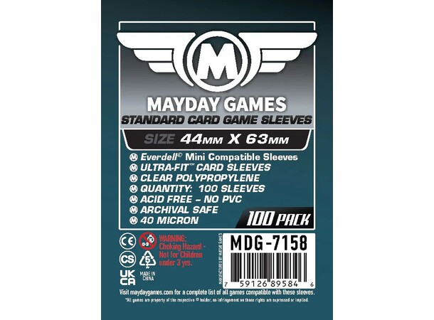 Brädspel Kortskydd 100 st 44x63 Mayday Everdell Mini 