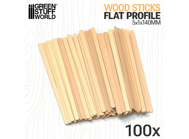 Flat Birch Wood Strips 5mm x100 Green Stuff World 