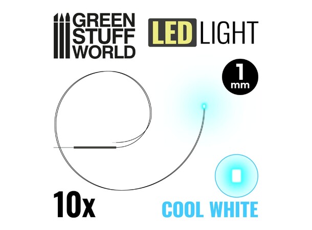 LED Light Cold White - 1mm (10 st) Green Stuff World 