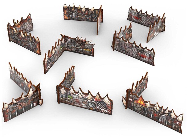 Matched Play Low Walls Orks - x8 Pre-Painted - Green Stuff World 
