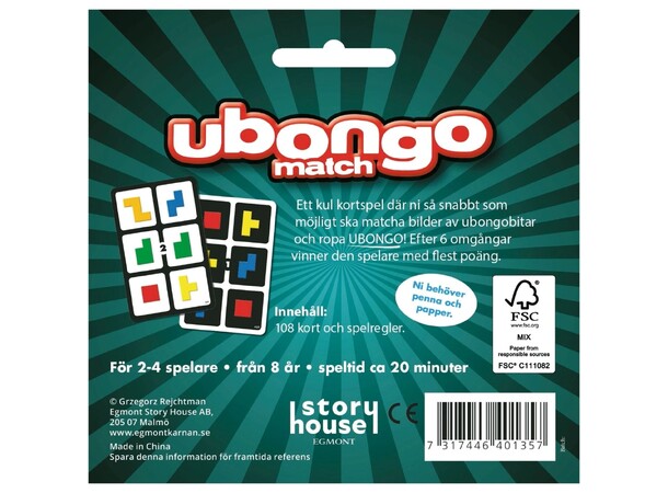 Ubongo Match Kortspel Svensk utgåva 