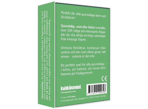 QuizNödig Sant eller Falskt Partyspel Svensk utgåva 