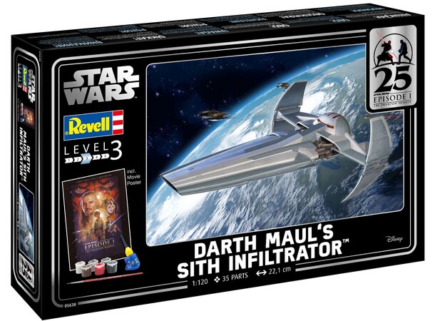 Star Wars Darth Maul Sith Infiltrator Revell 1:120 Byggsats - Gift Set 