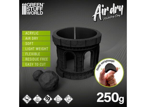 Air Dry Foam Clay 250g - Black Green Stuff World 