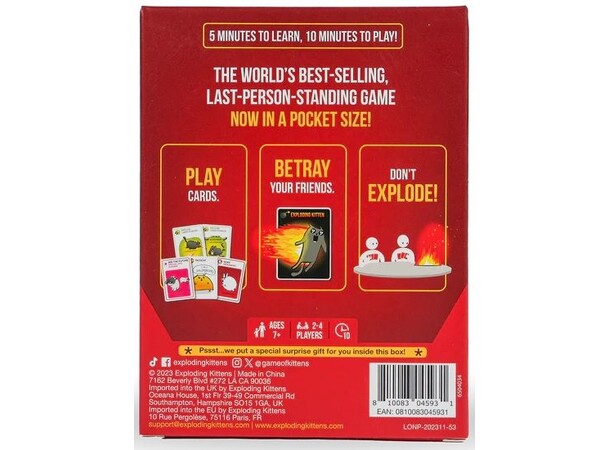 Exploding Kittens - Resutgåva Grab & Game Edition - Svensk utgåva 