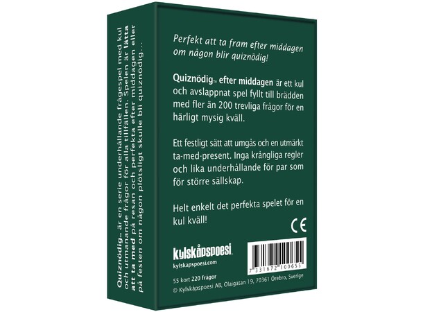 QuizNödig Efter middagen Partyspel Svensk utgåva 