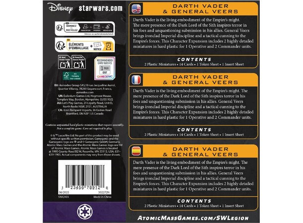 Star Wars Legion Darth Vader & General Vers Character Expansion 