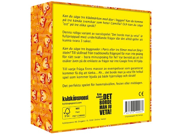 Det borde man ju veta 3 saker Partyspel Svensk utgåva 