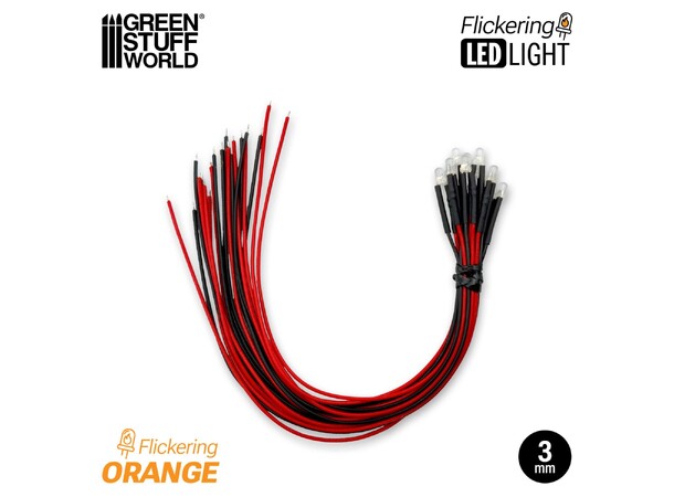 LED Light Orange Flickering 3mm (10 st) Green Stuff World 