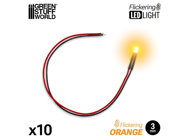 LED Light Orange Flickering 3mm (10 st) Green Stuff World 
