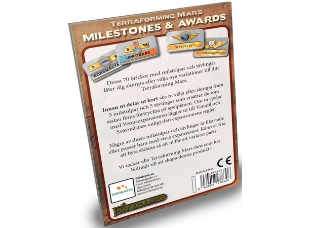 Terraforming Mars Milestones/Awards Exp Svensk utgåva 