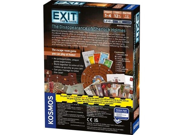 EXIT Disappearance Sherlock Brädspel The Disappearance of Sherlock Holmes 
